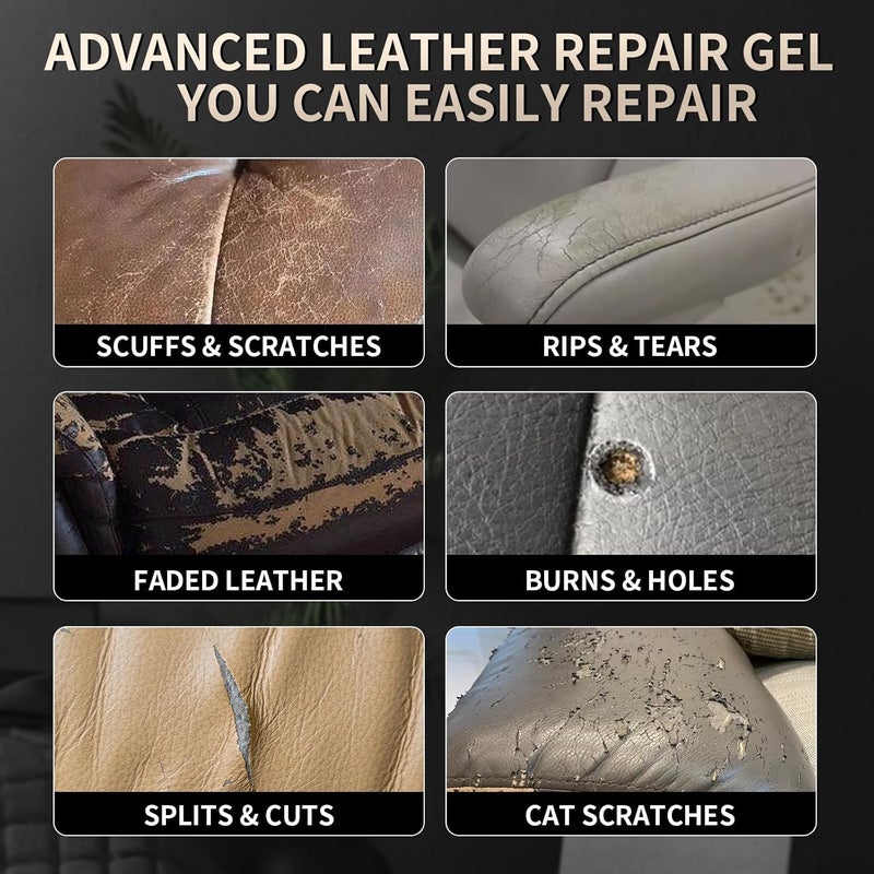 2025 New Advanced Leather Repair Gel, Leather Repair Kit for Car Seat Vinyl Repair Kit, Professional Leather Repair Coloured Cream Gel, Multifunctional Couch and Jacket Repair Kit (Brown) - Image 3